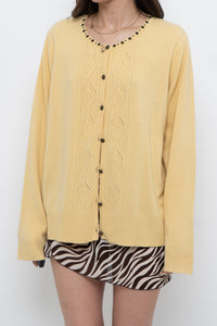 Vintage x Soft Yellow Beaded Cardigan (XS-L)