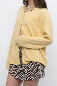 Vintage x Soft Yellow Beaded Cardigan (XS-L)