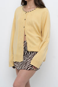 Vintage x Soft Yellow Beaded Cardigan (XS-L)