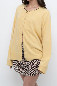 Vintage x Soft Yellow Beaded Cardigan (XS-L)