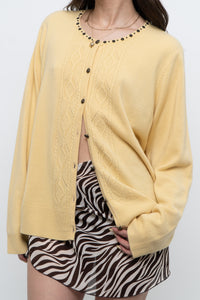 Vintage x Soft Yellow Beaded Cardigan (XS-L)
