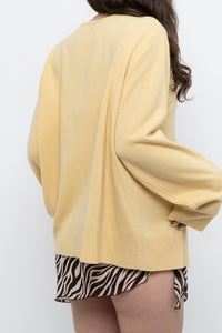 Vintage x Soft Yellow Beaded Cardigan (XS-L)