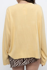 Vintage x Soft Yellow Beaded Cardigan (XS-L)