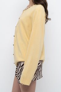 Vintage x Soft Yellow Beaded Cardigan (XS-L)
