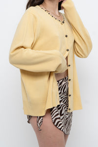 Vintage x Soft Yellow Beaded Cardigan (XS-L)