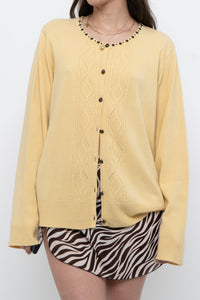 Vintage x Soft Yellow Beaded Cardigan (XS-L)