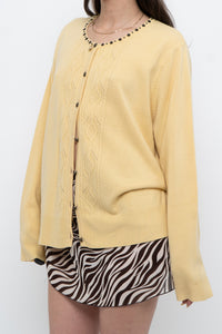 Vintage x Soft Yellow Beaded Cardigan (XS-L)