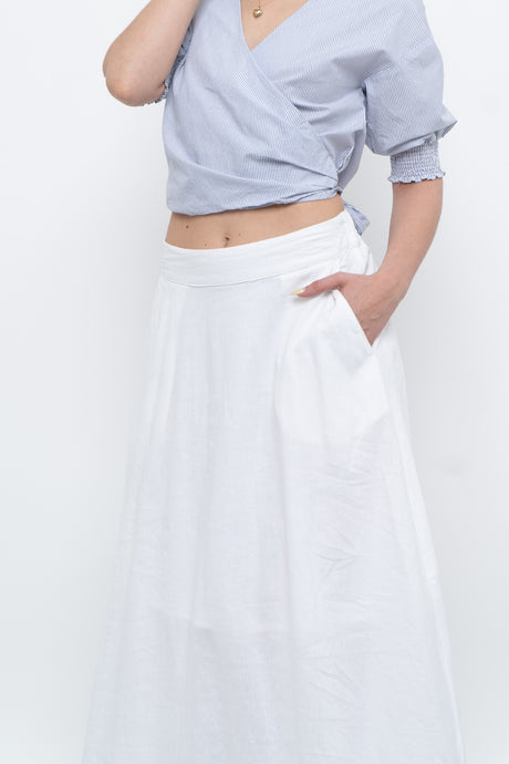 Modern x White Linen Midi Skirt (XS, S)