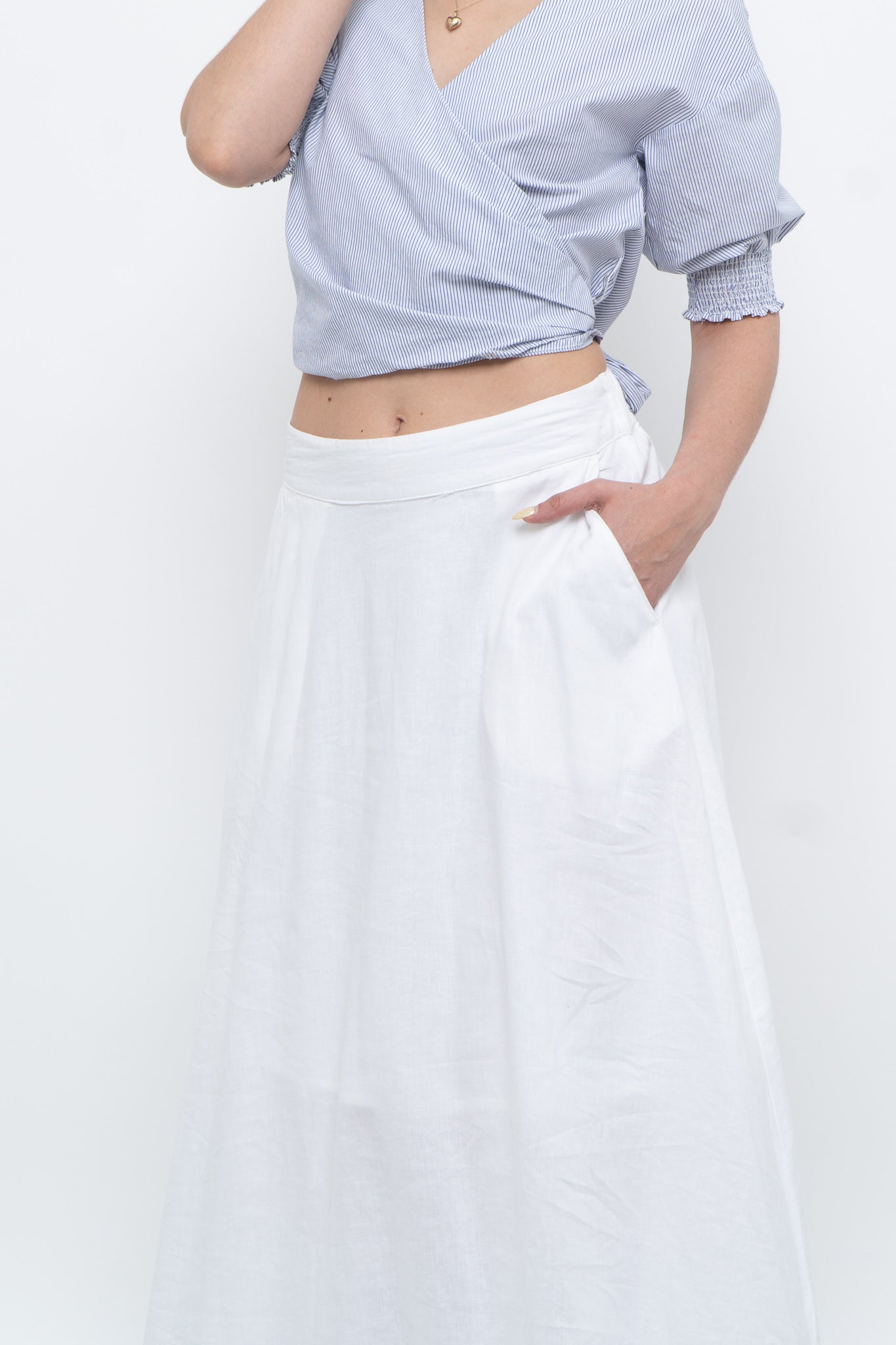 Modern x White Linen Midi Skirt (XS, S)