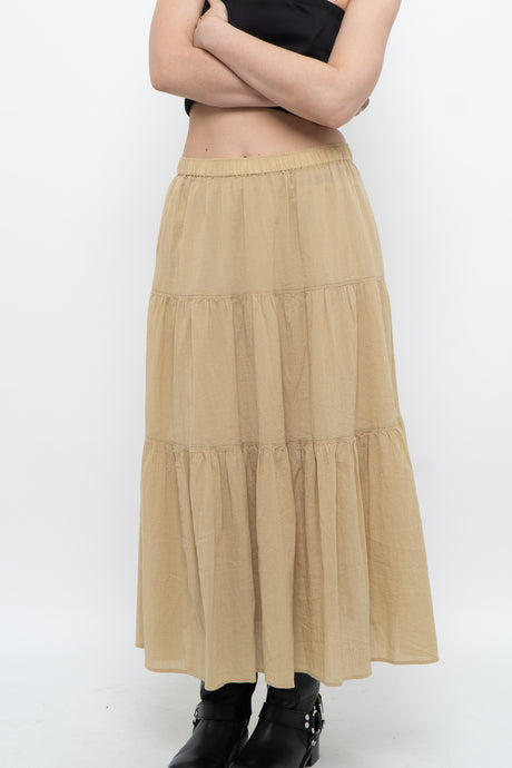 UNIQLO x Beige Pleated Maxi Skirt (XS-M)