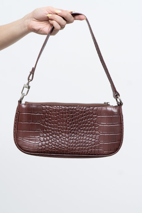 Modern x Brown Croc Faux Leather Purse