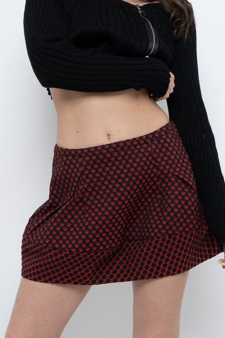 Modern x Red Dotted Textured Mini Skirt (XS-M)