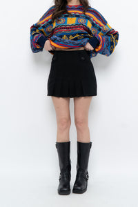 Vintage x Black Pleated Mini Skirt (S)