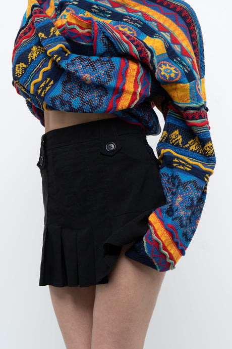 Vintage x Black Pleated Mini Skirt (S)