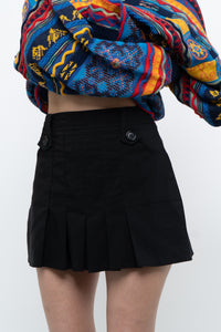 Vintage x Black Pleated Mini Skirt (S)