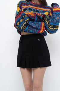 Vintage x Black Pleated Mini Skirt (S)