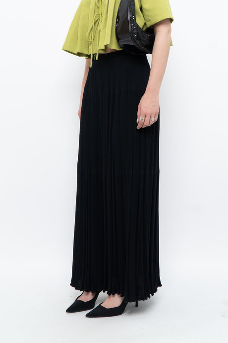 Vintage x Made in Canada x Black Pleated Maxi Skirt (XS, S)