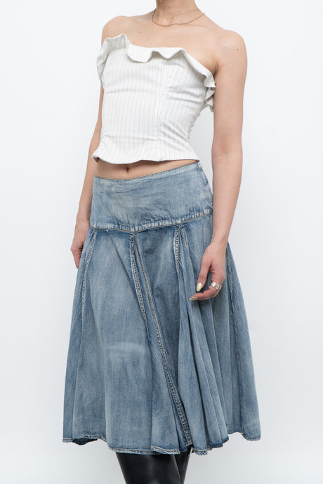 Vintage x Faded Soft Denim Midi Skirt (M, L)