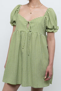 LISA SAYS GAH x Green Plaid Babydoll Dress (S, M)