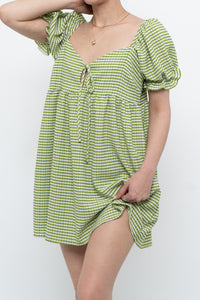 LISA SAYS GAH x Green Plaid Babydoll Dress (S, M)