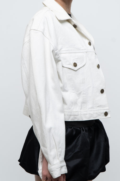 Vintage x CALVIN KLEIN White Cropped Denim Jacket (XS-M)