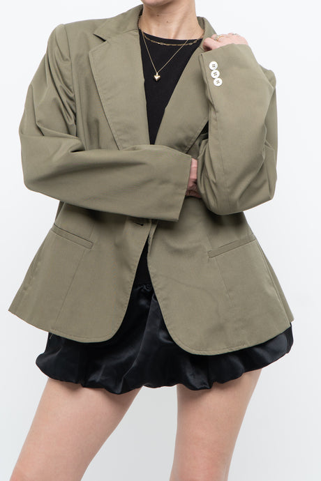 Vintage x Olive Green Lightweight Cotton Blazer (XS-M)
