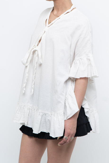 SEE BY CHLOE x White Flowy Linen, Cotton Blouse (XS-M)