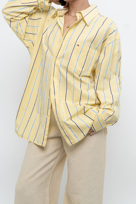 Vintage x TOMMY HILFIGER Yellow Striped Cotton Buttonup (XS-L)