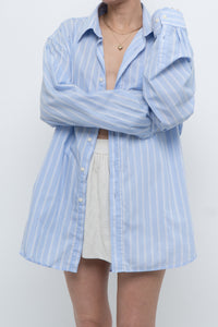 Vintage x Baby Blue Cotton Striped Buttonup (S-L)