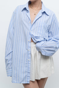 Vintage x Baby Blue Cotton Striped Buttonup (S-L)