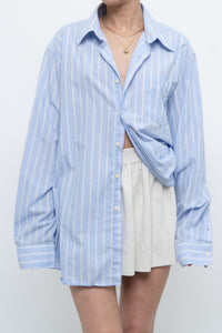 Vintage x Baby Blue Cotton Striped Buttonup (S-L)