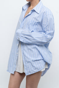 Vintage x Baby Blue Cotton Striped Buttonup (S-L)