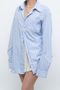 Vintage x Baby Blue Cotton Striped Buttonup (S-L)