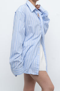 Vintage x Baby Blue Cotton Striped Buttonup (S-L)