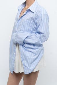 Vintage x Baby Blue Cotton Striped Buttonup (S-L)