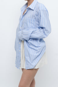 Vintage x Baby Blue Cotton Striped Buttonup (S-L)