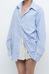Vintage x Baby Blue Cotton Striped Buttonup (S-L)