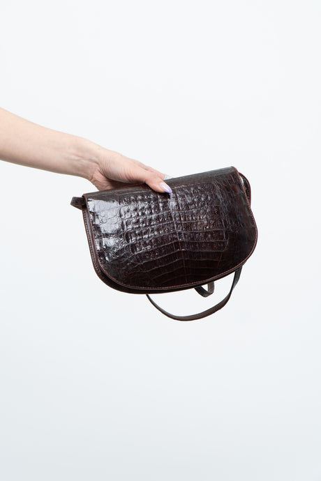 Vintage x Brown Croc Leather Crossbody