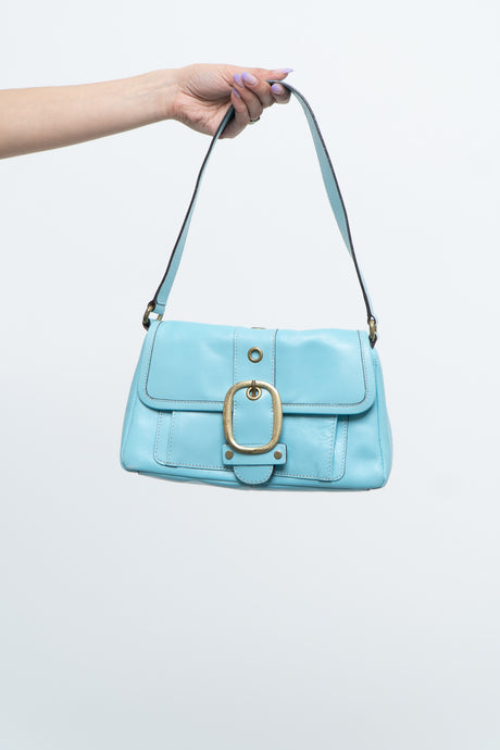 Vintage x BANANA REPUBLIC Bright Teal Leather Buckled Purse