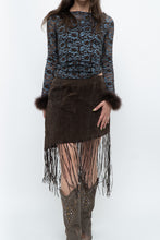 Load image into Gallery viewer, Vintage x Brown Suede Asymetric Fringe Skirt (M)