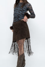 Load image into Gallery viewer, Vintage x Brown Suede Asymetric Fringe Skirt (M)