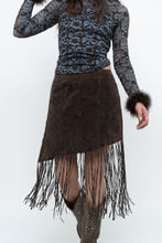 Load image into Gallery viewer, Vintage x Brown Suede Asymetric Fringe Skirt (M)