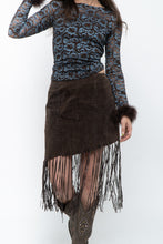 Load image into Gallery viewer, Vintage x Brown Suede Asymetric Fringe Skirt (M)