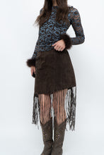 Load image into Gallery viewer, Vintage x Brown Suede Asymetric Fringe Skirt (M)
