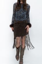 Load image into Gallery viewer, Vintage x Brown Suede Asymetric Fringe Skirt (M)