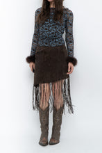 Load image into Gallery viewer, Vintage x Brown Suede Asymetric Fringe Skirt (M)