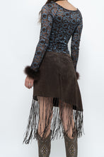 Load image into Gallery viewer, Vintage x Brown Suede Asymetric Fringe Skirt (M)