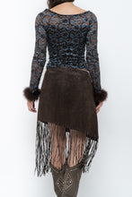 Load image into Gallery viewer, Vintage x Brown Suede Asymetric Fringe Skirt (M)