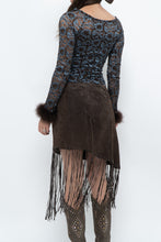 Load image into Gallery viewer, Vintage x Brown Suede Asymetric Fringe Skirt (M)