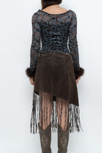 Load image into Gallery viewer, Vintage x Brown Suede Asymetric Fringe Skirt (M)